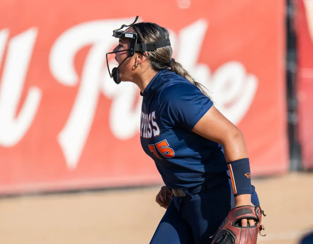 Cypress’ Chach Stamper lets out a yell after getting the...