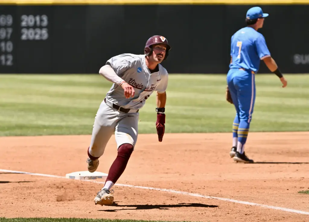 Owen Petrich #25 of the Virginia Tech Hokies scored on...