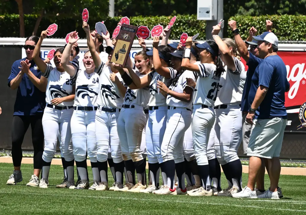 The Northwood High softball team celebrates their first place win...