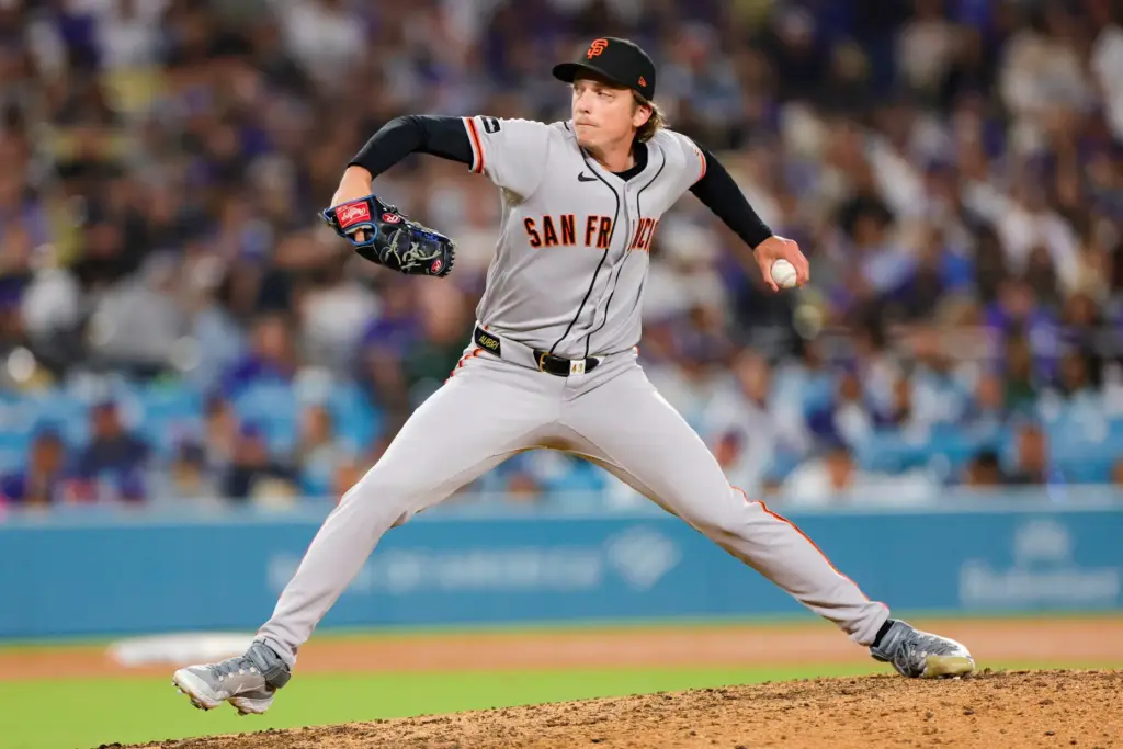 San Francisco Giants relief pitcher Ryan Borucki throws to the...