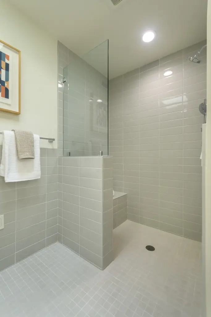 The shower in the primary bathroom. (Photo by Geoff Yale)