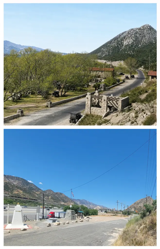 Now and then view of Camp Cajon. The lower photo...