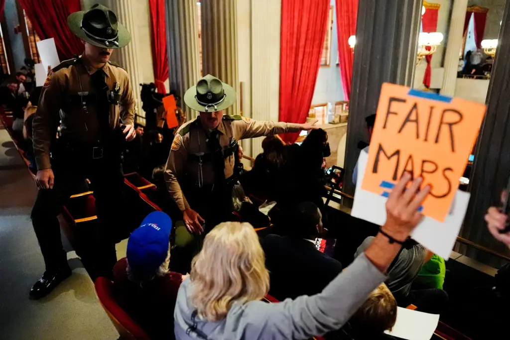 State troopers remove people from the House gallery in Nashville.