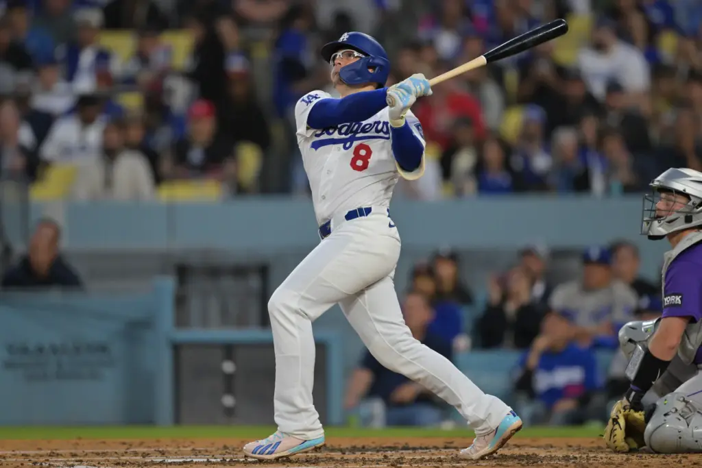 The Dodgers’ KikÃ© Hernandez hits a solo home run during...