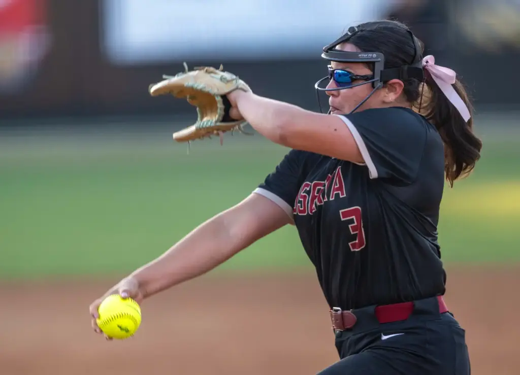 JSerra pitcher Liliana Escobar throws to home plate during the...