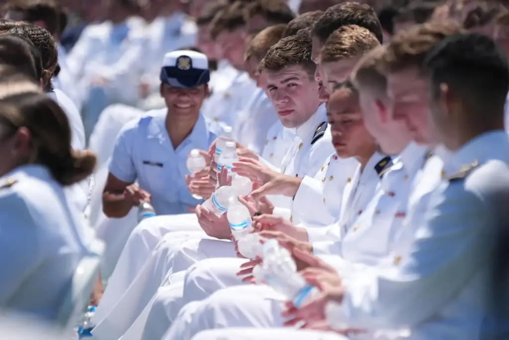 U.S. Coast Guard Academy Cadets endure the heat as President...