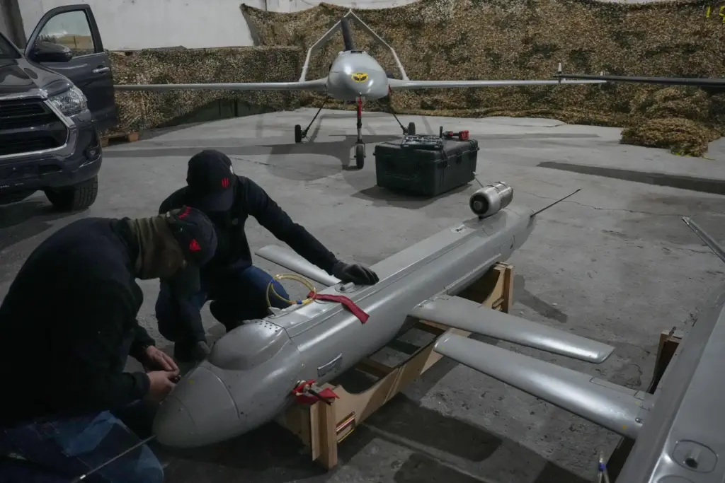Servicemen of Ukraine's defense intelligence set up the Peklo missile drone.