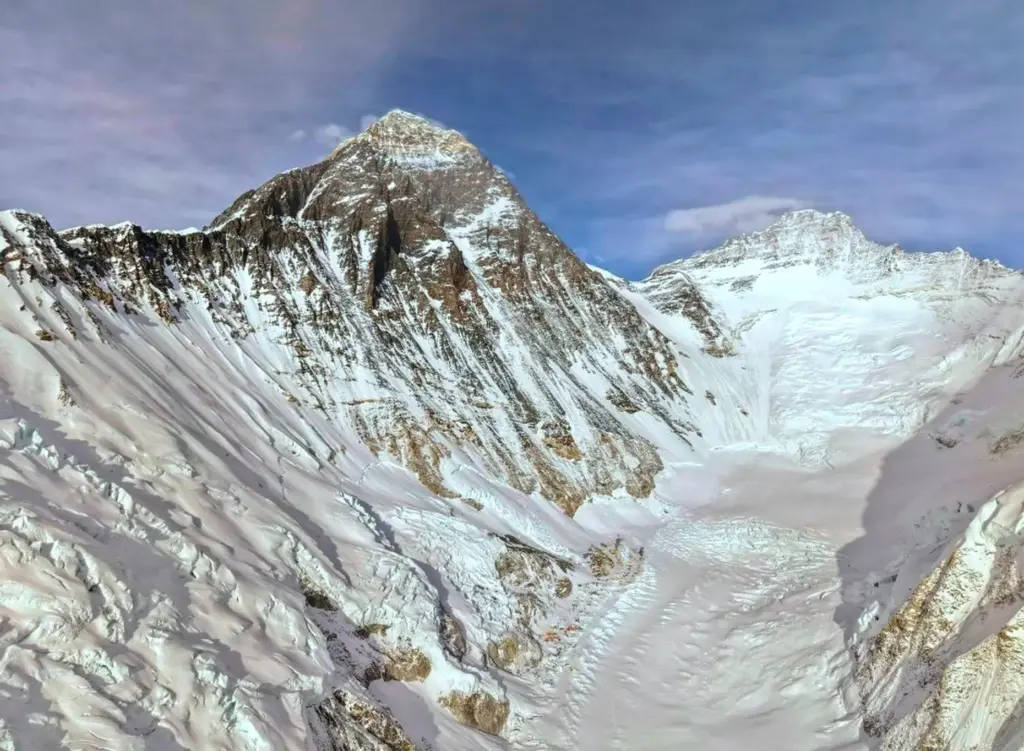 Mount Everest is seen from base camp in Nepal.