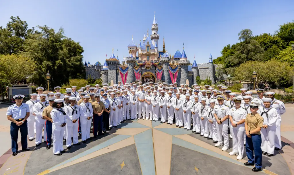 U.S. Sailors, Marines and Coast Guardsmen visit Disneyland during Los...