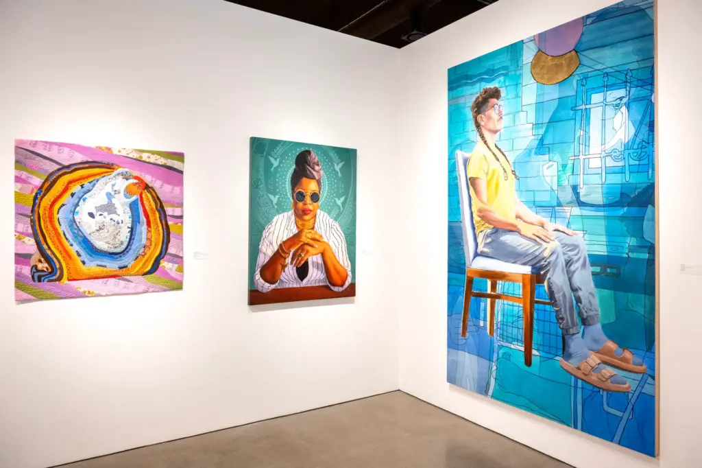 Art pieces on display at the âMade in Californiaâ exhibit...