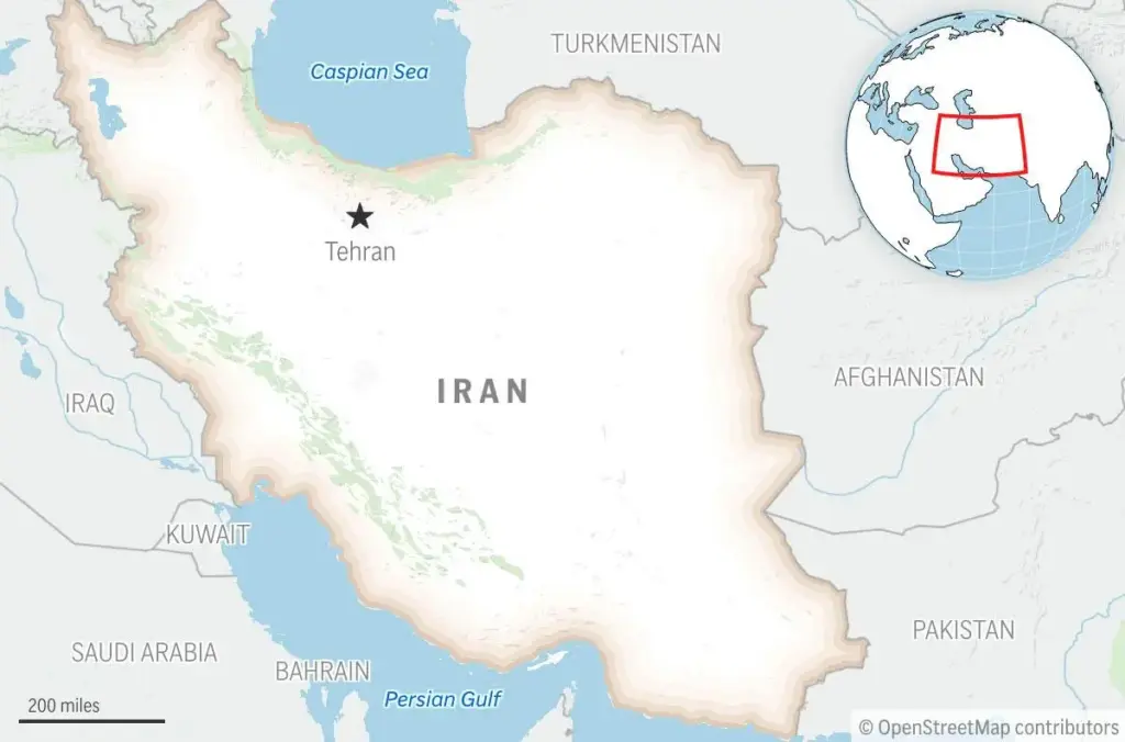 This is a locator map for Iran with its capital,...