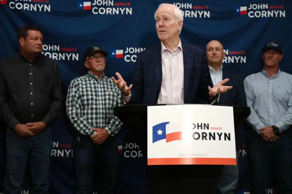 Sen. John Cornyn, R-Texas, speaks during a campaign event in Lubbock, Texas.