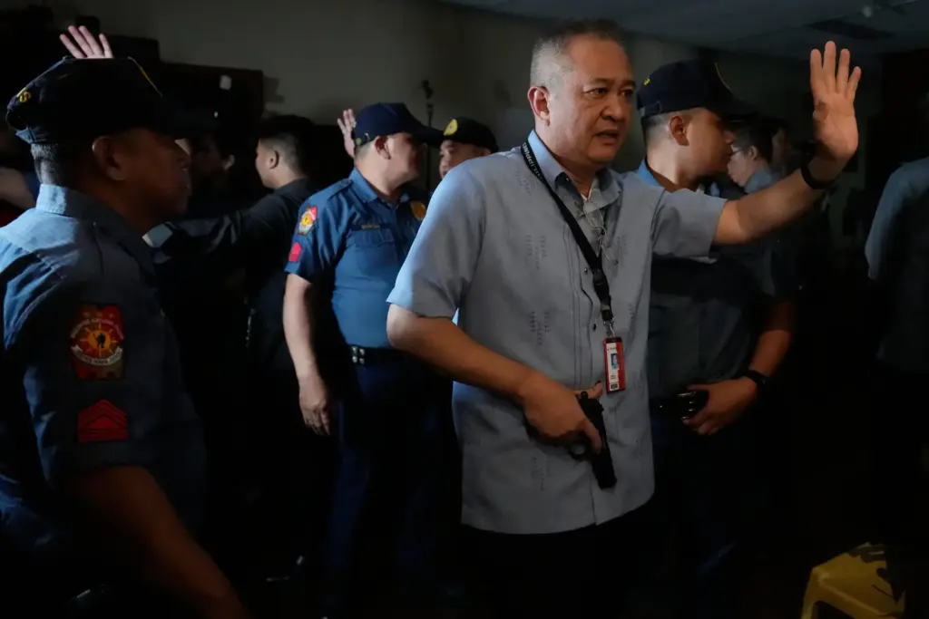 Senate security clear the area of media as gunshots were...