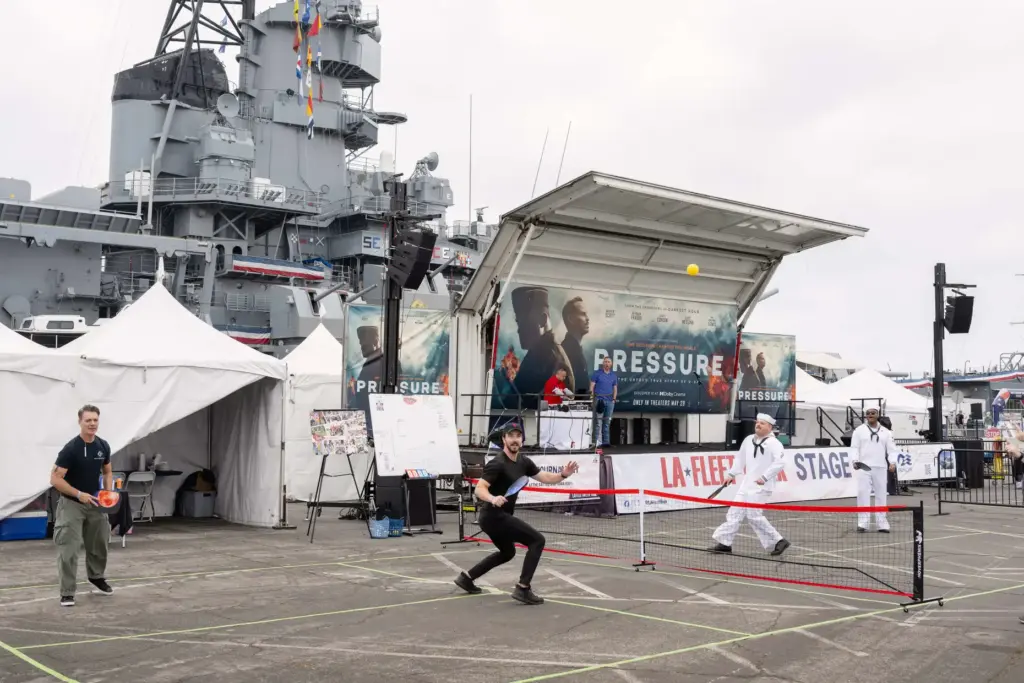 Attendees of the 10th annual L.A. Fleet Week play a...