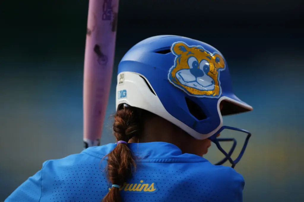 UCLAâs Rylee Slimp waits to enter the batterâs box at...