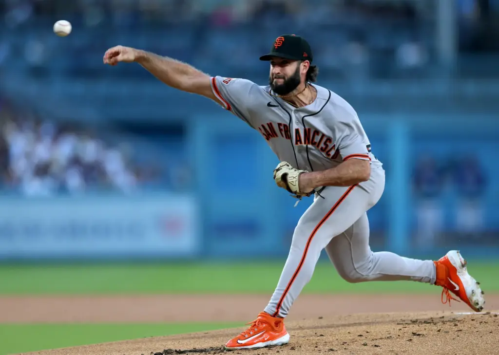 San Francisco Giants starting pitcher Trevor McDonald throws to the...