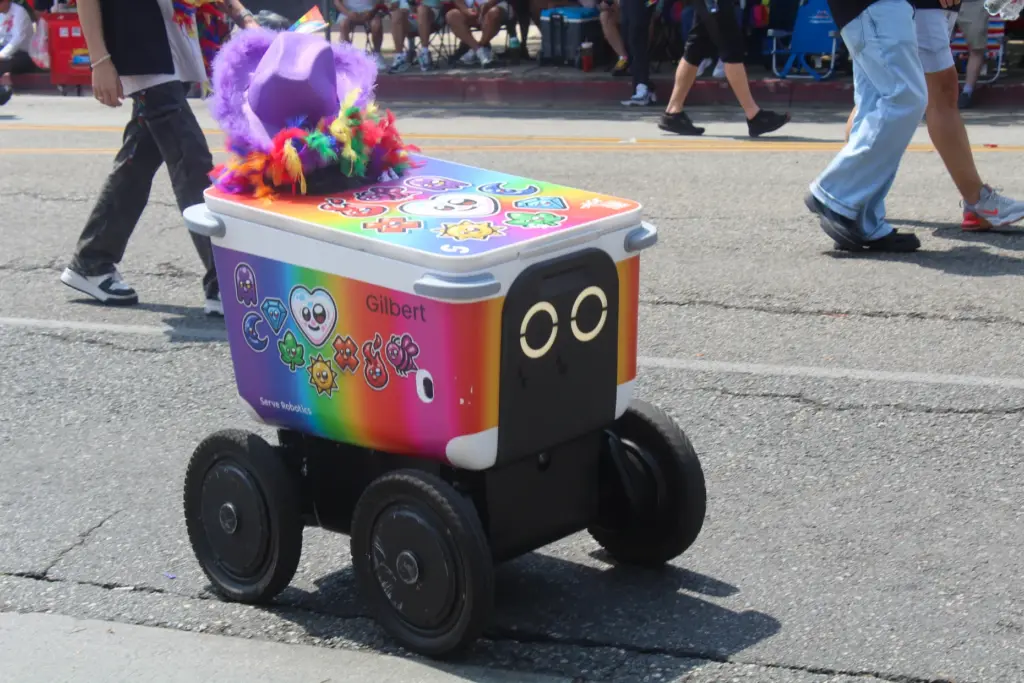 A delivery robot named Gilbert at the 43rd annual Long...