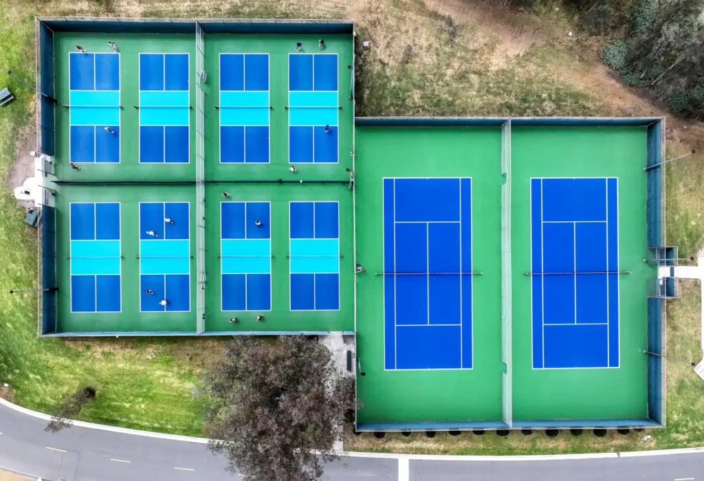 OC Parks converted a tennis court in to four pickleball...