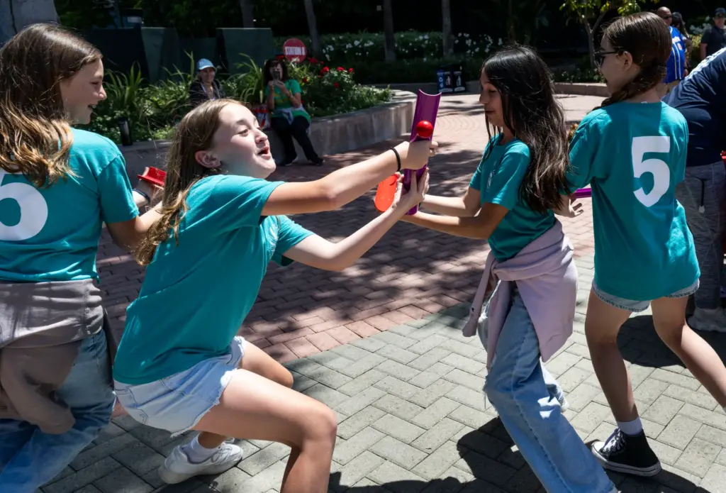 Students from St. Cyprian Parish School in Long Beach try...