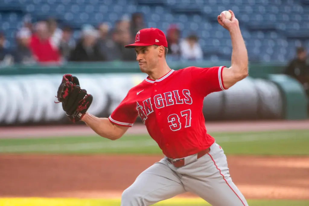 Angels opening pitcher Brent Suter throws to the plate during...