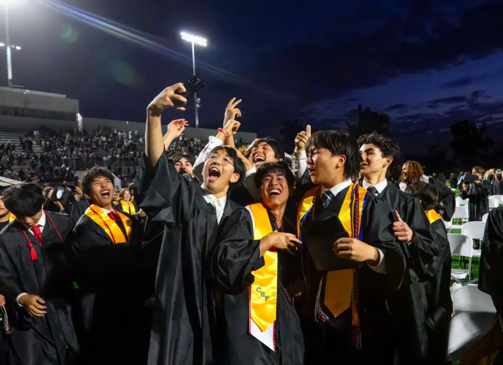 A selfie is in order as friends celebrate following the...