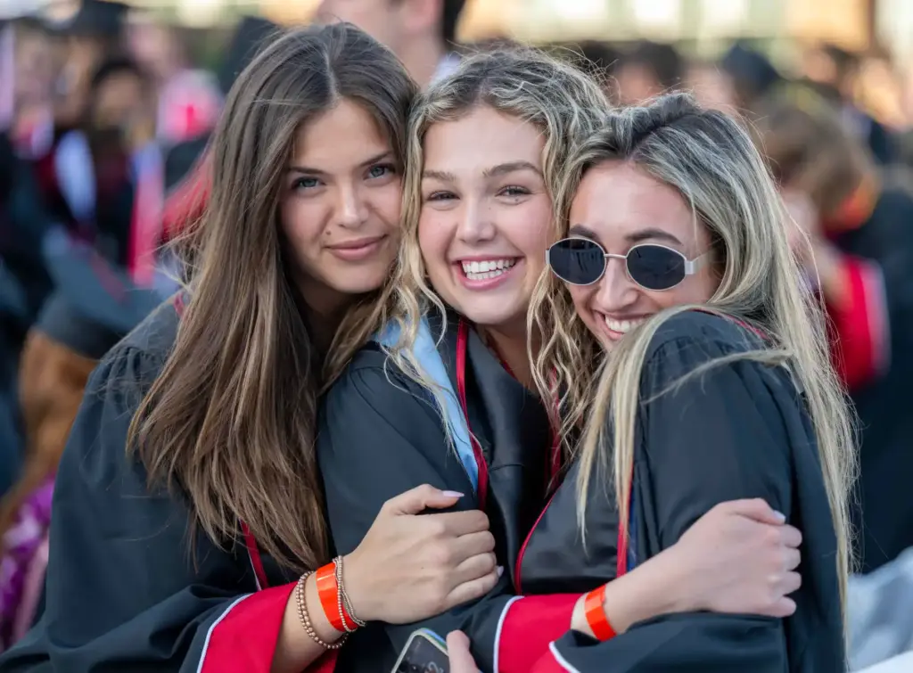 Friends Hannah Foxx, Eva Healey and Sophia Taxin, from left,...