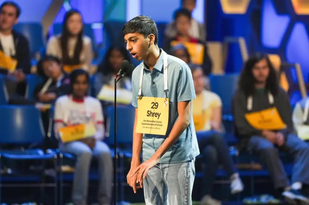 Shrey Parikh, 14, of Rancho Cucamonga, Calif., competes during the...
