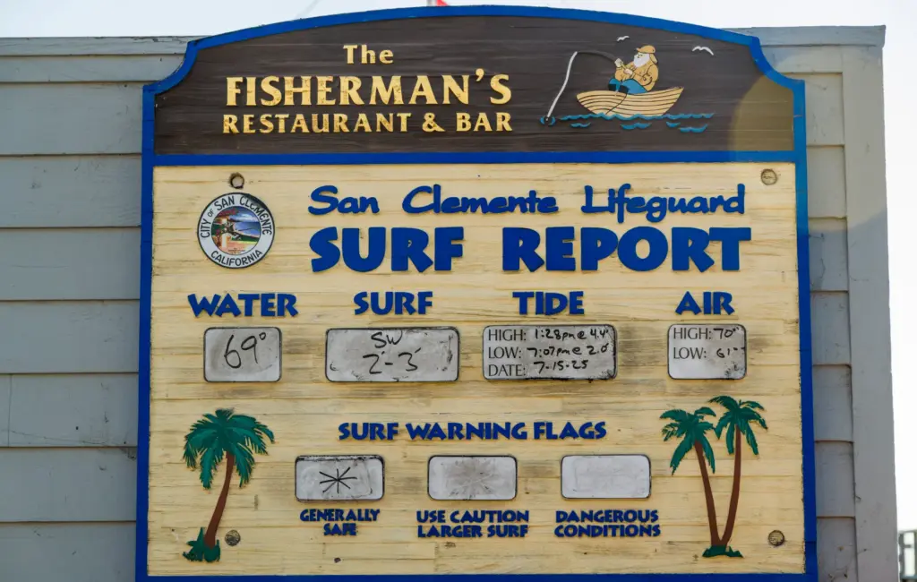 The Fishermanâs Restaurant and Barâs surf report at the San...
