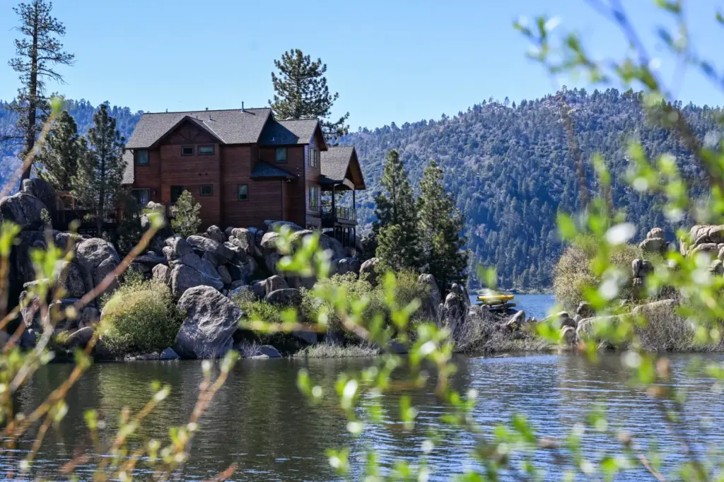 A luxury lakefront home in Big Bear is seen on...