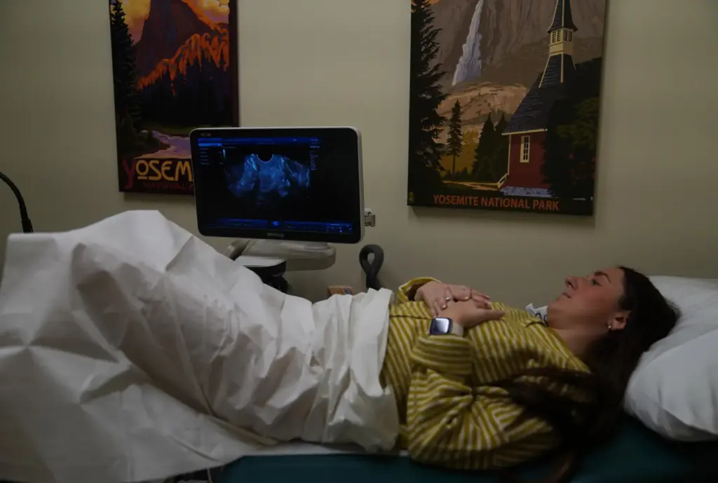 IVF patient Maggie Lichfield gets an ultrasound at Rejoice Fertility.