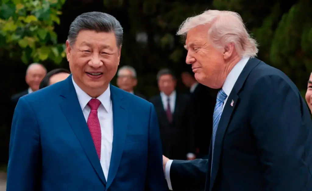 President Donald Trump speaks with Chinese President Xi Jinping.