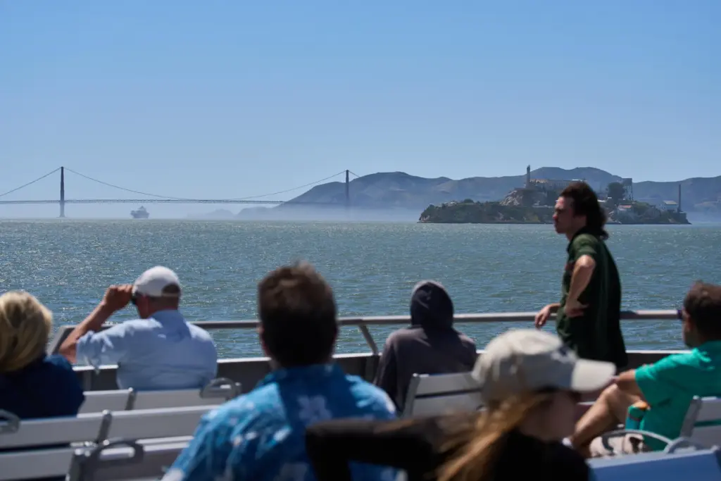 Passengers ride a San Francisco Bay ferry, Tuesday, May 19,...