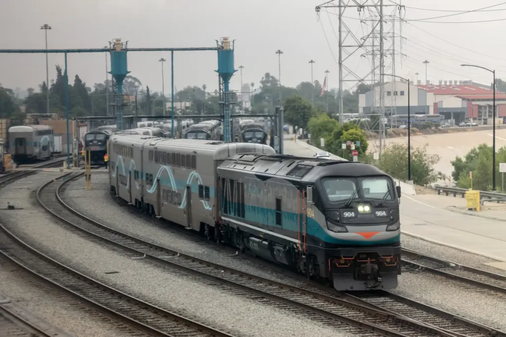 The Metrolink heads out of Union Station on Tuesday, May...