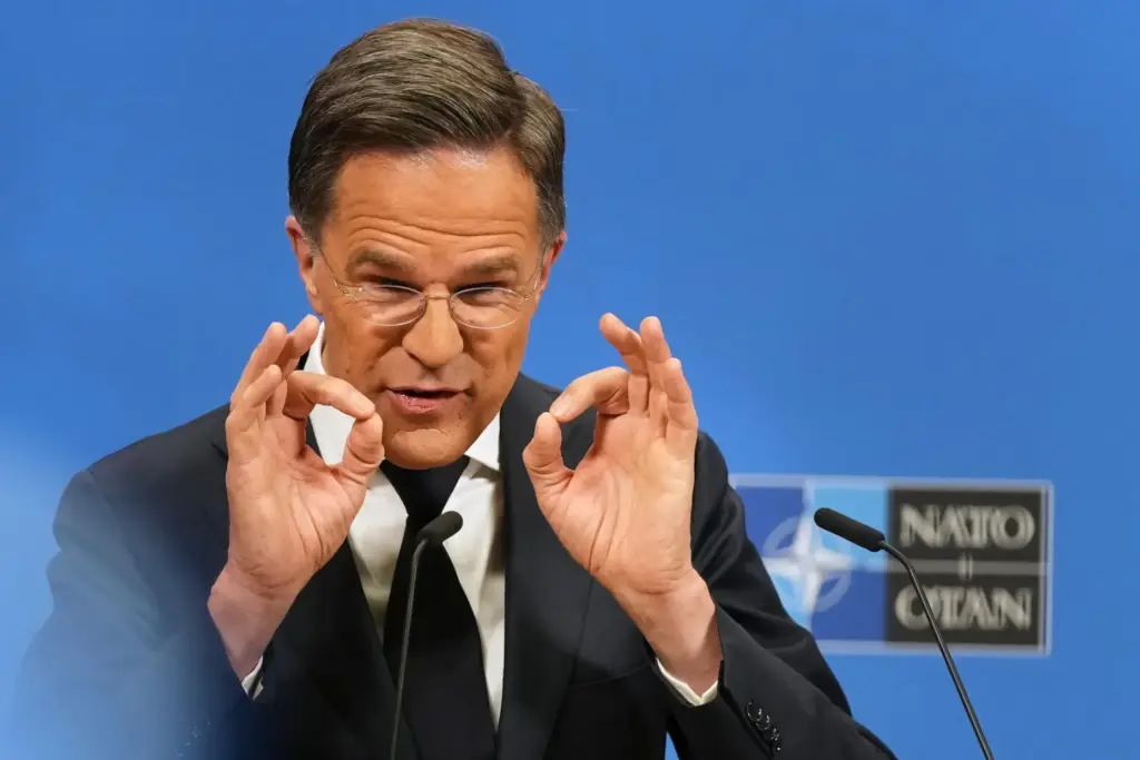 NATO Secretary General Mark Rutte speaks during a media conference...