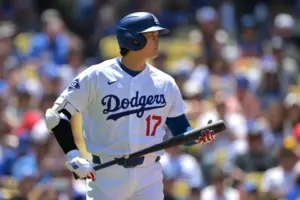 Dodgers’ Shohei Ohtani out of lineup, day to day with knee injury