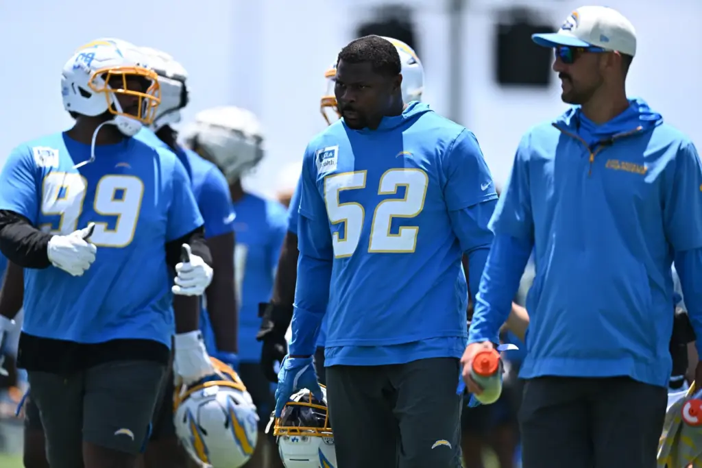 Chargers linebacker Khalil Mack (52) walks during the NFL football...