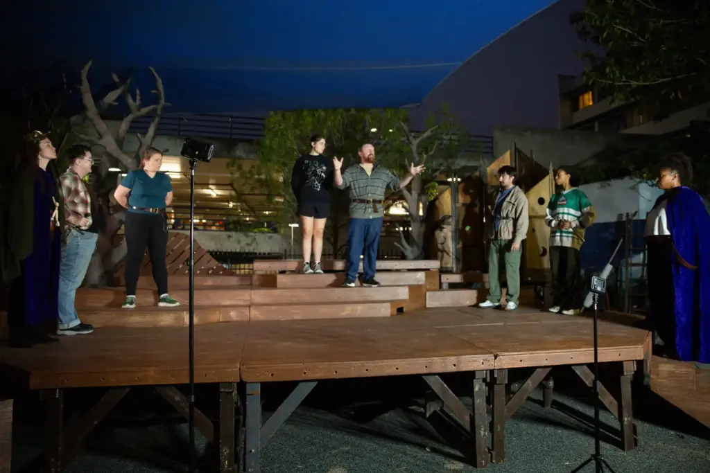 Actors practice their parts for the Shakespeare play ‘Macbeth”, at...