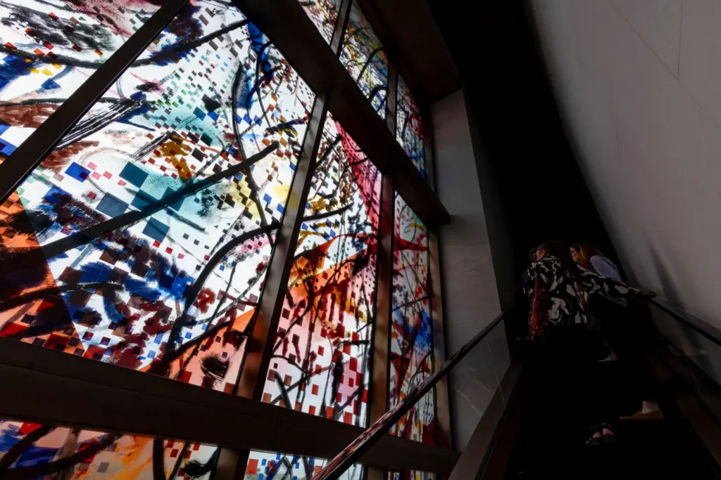Julie Mehretuâs âUprising of the Sunâ on the north windows...