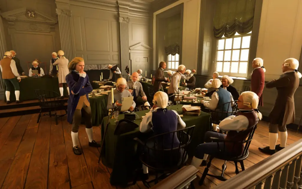 A rendering of the writing of the Declaration of Independence...