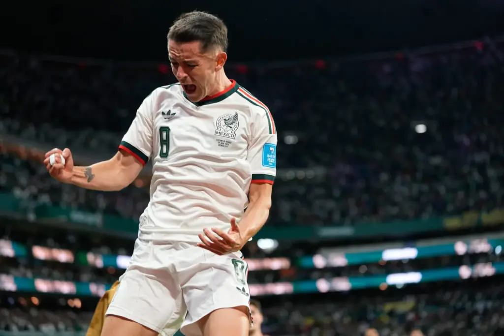Mexico’s Alvaro Fidalgo celebrates scoring his side’s third goal against...