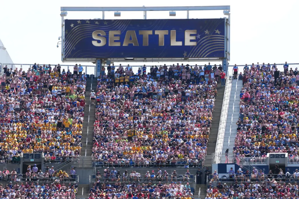 Fans during the World Cup Group D soccer match between...