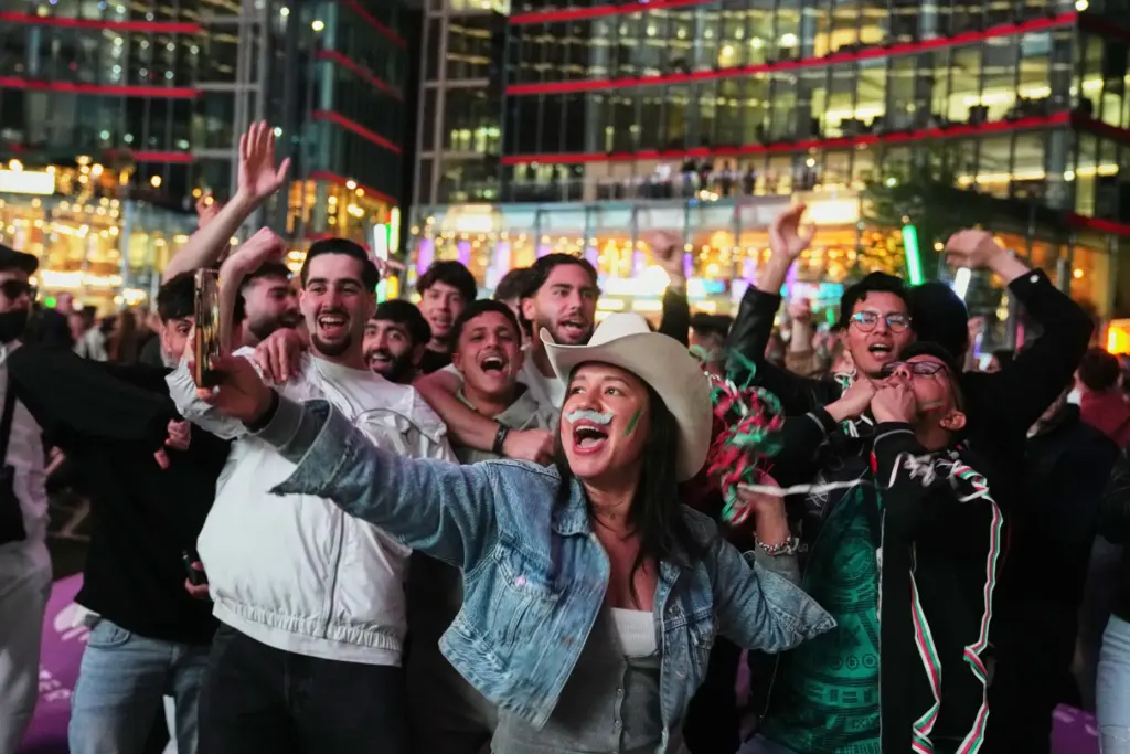 Mexico Fans celebrate after watching the World Cup soccer match...
