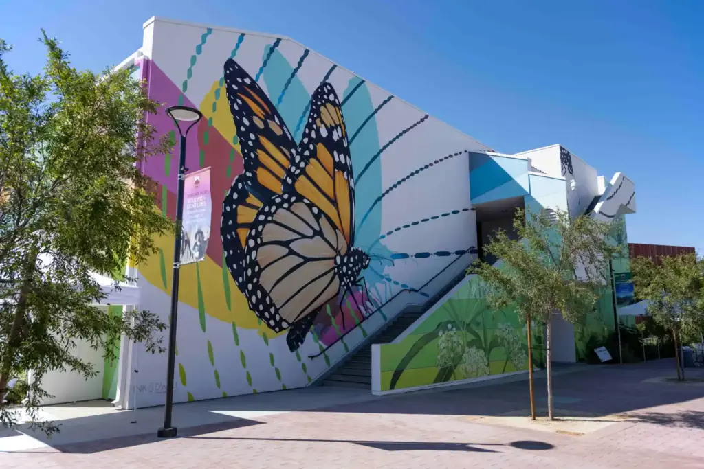 âReading Rainbowsâ is a latex mural by artist Jane Kim...