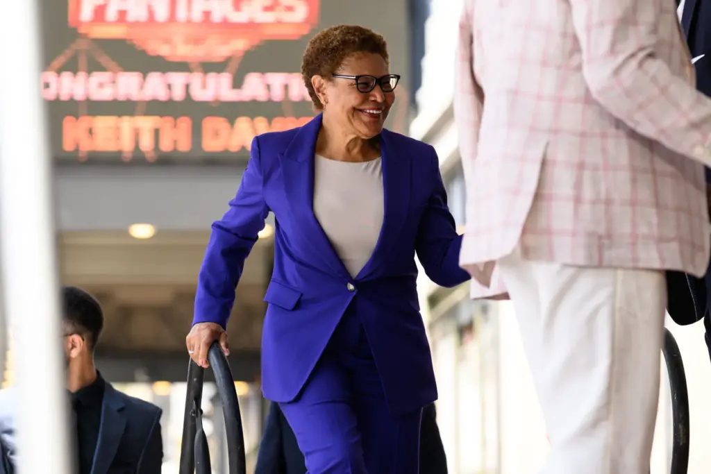 Mayor Karen Bass speaks at Keith David’s Hollywood Walk of...