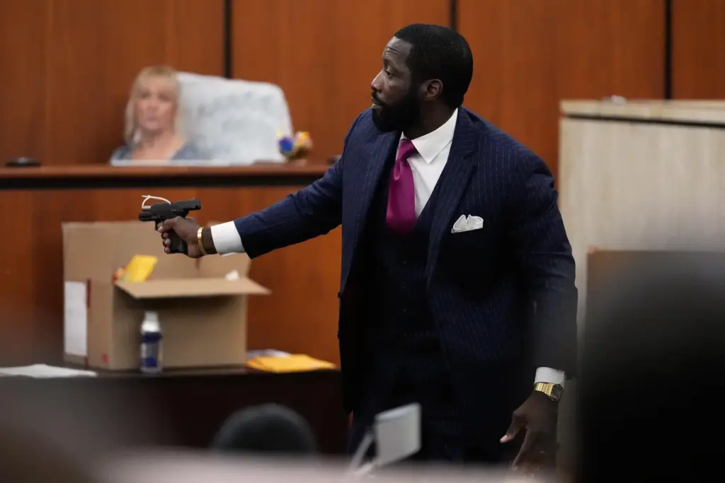 Defense attorney Shaun Kent speaks during closing arguments.