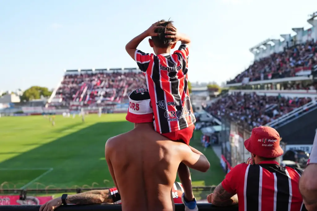 Chacarita Juniors fans react during an Argentine league match.