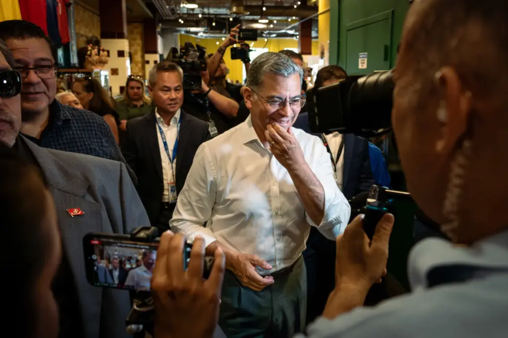 Democratic gubernatorial candidate Xavier Becerra meets voters at Mercado La...