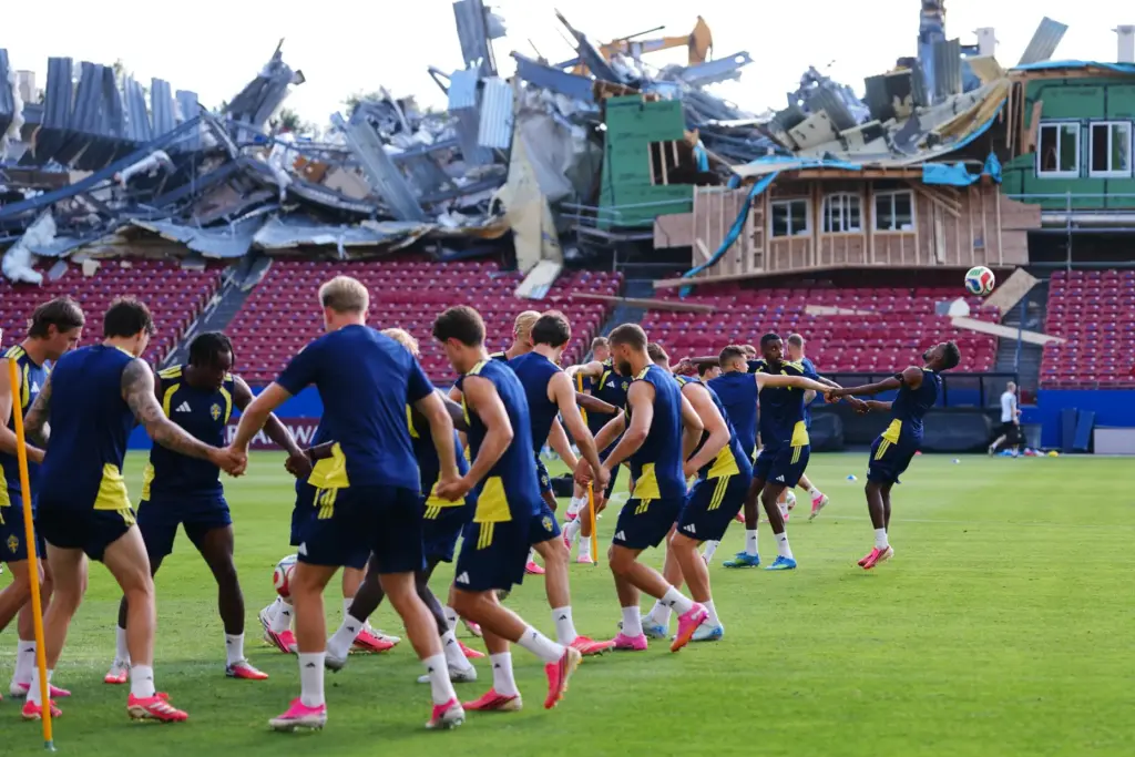 Demolition is visible to the stands at Toyota Stadium, home...