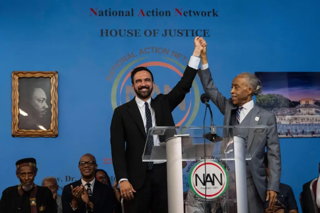The Rev. Al Sharpton and Democratic mayoral candidate Zohran Mamdani