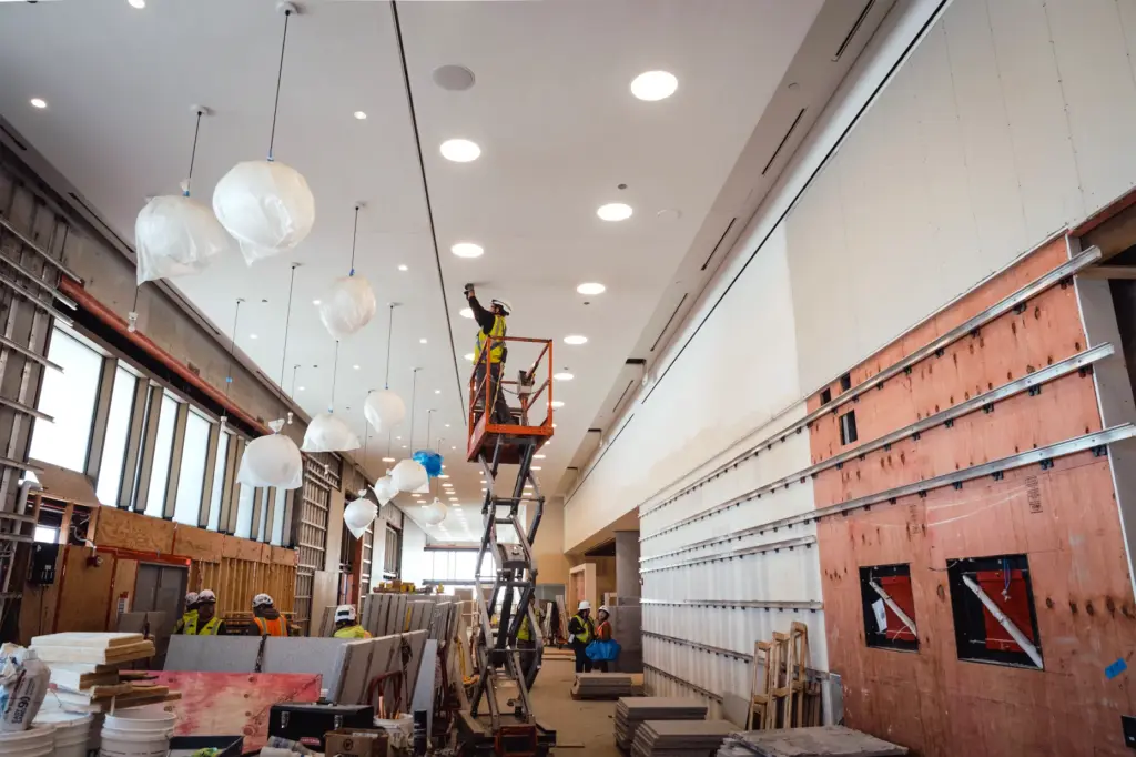 Work on the Hadiya Pendleton Atrium of the Forum Building...